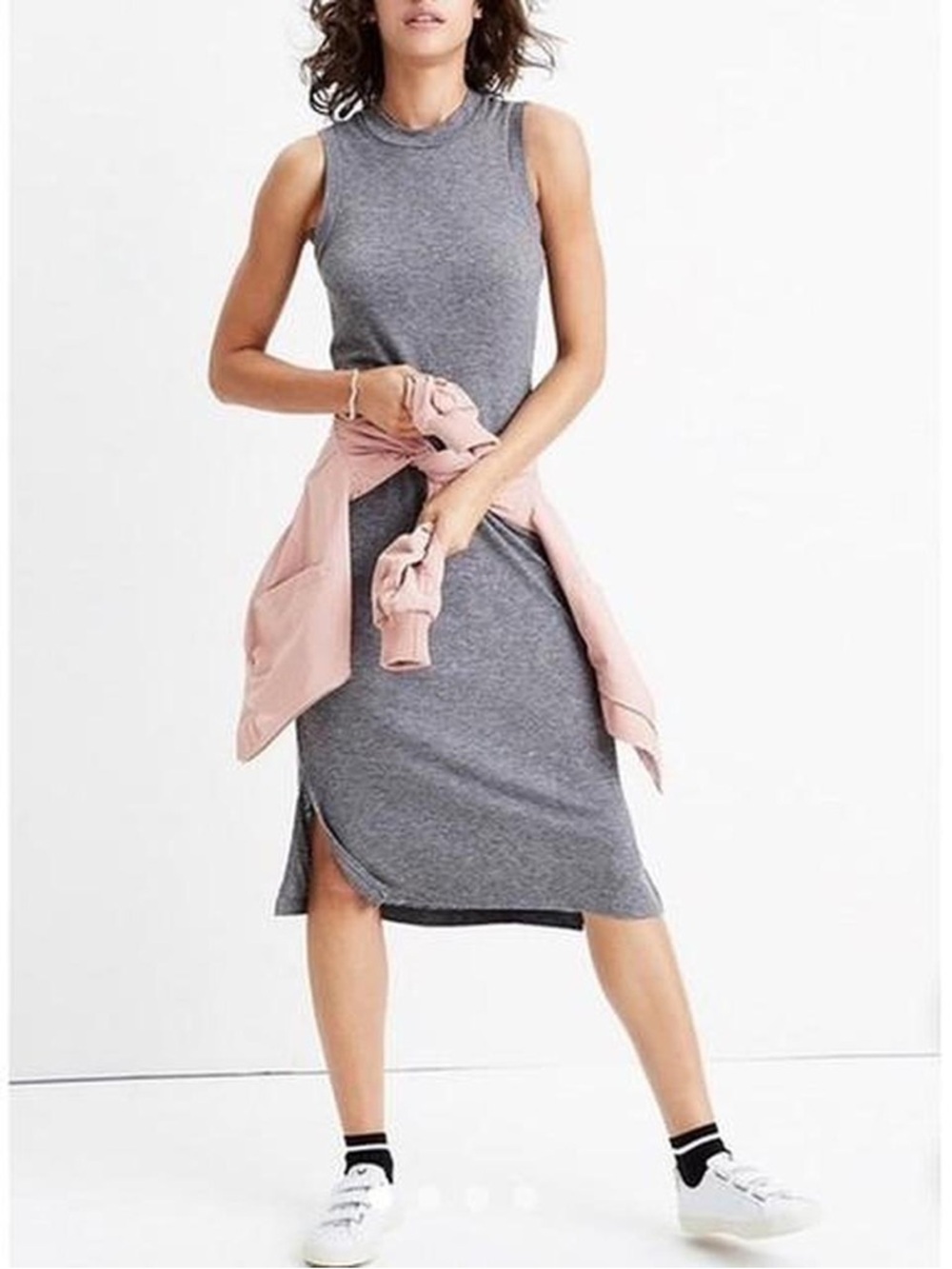 Madewell Heather Gray Sleeveless Midi Tank Dress